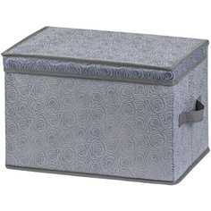 Короб-кофр складной для хранения 38х25х25 см EL Casa Розы на сером с 2 ручками