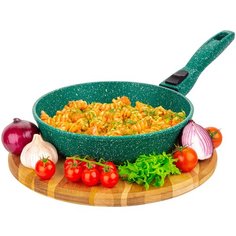 Сковорода глубокая 22 см Elan Gallery гармония вкуса Изумруд, со съёмной ручкой