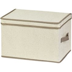 Короб-кофр складной для хранения 38х25х25 см EL Casa Цветочный узор на бежевом с 2 ручками