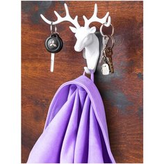 Крючок настенный для ключей, сумок 18,5х6,5х16 см EL Casa Олень белый