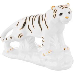 Фигурка декоративная 14х5х10,5 см Elan Gallery Тигр, белая с золотом