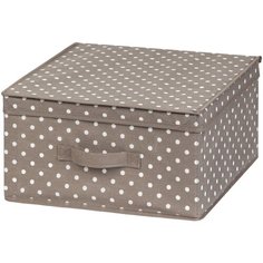 Короб-кофр складной для хранения 37х37х20 см EL Casa Горошек капучино с ручкой