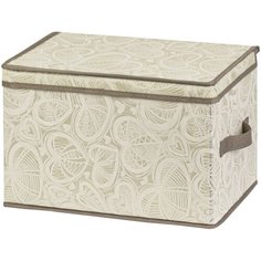 Короб-кофр складной для хранения 38х25х25 см EL Casa Бежевые сердца с 2 ручками
