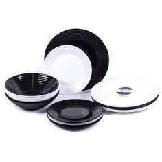 Столовый сервиз Luminarc Harena Black&White N1518, 6 персон, 18 предм., белый/черный