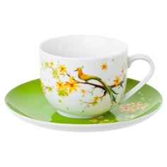 Чайный сервиз Domenik Paradise bird DM9013, 6 персон, 12 предм., белый/зеленый