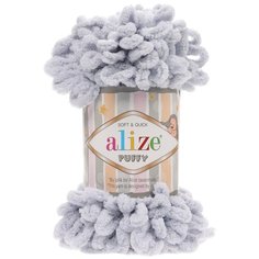 Пряжа Alize Puffy, 100 г, 9 м, 5 шт., 416 серый