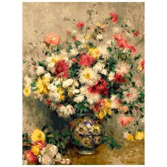 Картина по номерам на холсте Белоснежка "Ренуар. Ваза с хризантемами" 30*40 см.