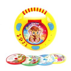 Интерактивная развивающая игрушка Азбукварик CD-плеер с огоньками "Песенки и сказки", желтый/красный