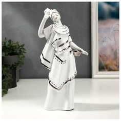 Сувенир керамика "Африканка в национальной одежде" белый с серебром 28х10х14 см 4811147 Сима ленд
