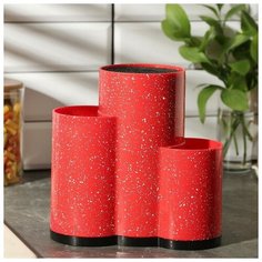 Подставка для ножей "Зефир" soft-touch, тройная, цвет красный 5201844 Сима ленд