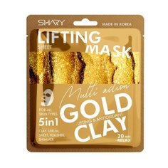 Shary Подтягивающая тканевая маска-сыворотка 5 в 1 Золотая Глина, 25 г