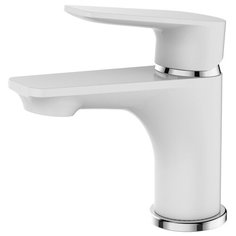 Смеситель для раковины DEVIDA Италия DVS0843-11W белый, на гайке, материал латунь, гибкая подводка в комплекте 50 см