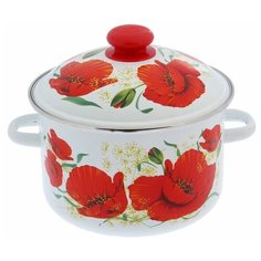 Кастрюля 4 л цил белая "Маки" 2594306 Сибирские товары