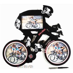 Фоторамка-коллаж "Велогонщик" на 3 фото дерево, стекло Royal Pewter