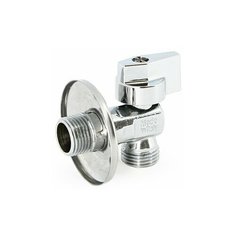 UNI- FITT Кран шаровый угловой 1/2х1/2" НН для подключения бачков/смесителей с розеткой UNI- FITT хром