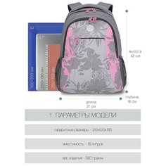Молодежный женский повседневный рюкзак: вместительный, легкий, практичный RD-142-2/1 Grizzly