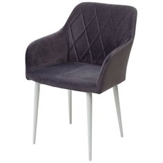 Кухонный-Обеденный Стул-кресло BRANDY-X серый #27 / белый каркас, велюр . Для гостиной m-sity (м-сити) / Ru-Stol. ru