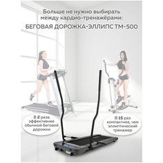 Беговая дорожка-эллипс ТМ-500, легкая и компактная, складные поручни для тренировки рук, 0,8-6 км/ч Planta