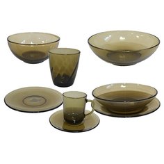 Столовый сервиз Ca Del Vetro Basilico 62079, 6 персон, 44 предм., дымчатое стекло