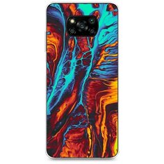 Силиконовый чехол "Желто-голубой флюид" на Xiaomi Poco X3 Pro / Сяоми Поко X3 Про Case Place