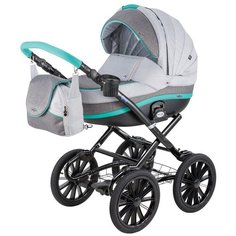 Коляска универсальная Bebe-Mobile INES 2 в 1, R14 - светло-серый, серый, зеленый