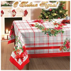 Новогодняя скатерть мелограно в коробке Grand Textil