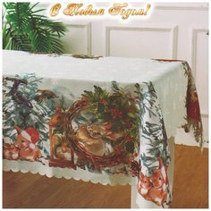 Новогодняя скатерть из полиэстера КРИСТМАС-1 НГ, 140х240 Grand Textil