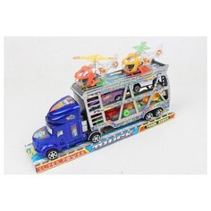 Игровой набор машина инерционная Автовоз, 2 машинки, 2 болида, 2 вертолета, игрушка для детей, подарок для детей, игрушка для мальчиков, цвет синий, в/к 33,5*7,5*18 см Компания Друзей