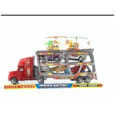 Игровой набор машина инерционная Автовоз, 2 машинки, 2 болида, 2 вертолета, игрушка для детей, подарок для детей, игрушка для мальчиков, цвет красный, в/к 33,5*7,5*18 см Компания Друзей