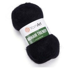 Пряжа для вязания YarnArt Mohair trendy 100гр 220м (50% мохер, 50% акрил) (102 черный), 5 мотков