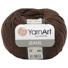 Пряжа для вязания YarnArt Jeans 50гр 160м (55% хлопок, 45% полиакрил) (70 т-коричневый), 10 мотков