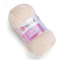 Пряжа для вязания YarnArt Flowers Unicolor 50гр 200м (55% хлопок, 45% полиакрил) (731 молочный), 5 мотков