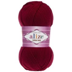 Пряжа для вязания ALIZE Cotton gold (55% хлопок,45%акрил)ТУ (57 бордо), 5 мотков