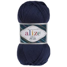 Пряжа для вязания Alize Diva Plus 100г 220м (100% микрофибра акрил) (58 темно-синий), 5 мотков