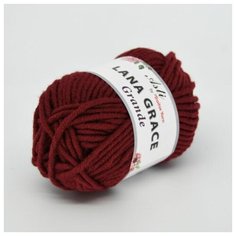 Пряжа для вязания из Троицка Lana Grace Grande 100гр. 65м. (25% мериносовая шерсть, 75% акрил супер софт ) (0025 вишня), 5 мотков Троицкая камвольная фабрика