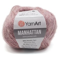 Пряжа для вязания YarnArt Manhattan 50гр 200м (56% металлик, 7% шерсть, 7% вискоза, 30% акрил) (909 розовый), 10 мотков