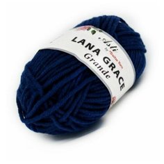 Пряжа для вязания из Троицка Lana Grace Grande 100гр. 65м. (25% мериносовая шерсть, 75% акрил супер софт ) (3605 синий), 5 мотков Троицкая камвольная фабрика