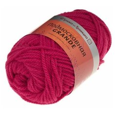 Пряжа для вязания из Троицка Подмосковная Grande 100гр. 130м. (50%шерсть, 50%акрил) (3060 яркая мальва), 5 мотков Троицкая камвольная фабрика