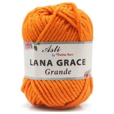 Пряжа для вязания из Троицка Lana Grace Grande 100гр. 65м. (25% мериносовая шерсть, 75% акрил супер софт ) (2410 апельсин), 5 мотков Троицкая камвольная фабрика