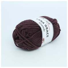 Пряжа для вязания из Троицка Lana Grace Grande 100гр. 65м. (25% мериносовая шерсть, 75% акрил супер софт ) (1597 ежевика), 5 мотков Троицкая камвольная фабрика
