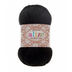 Пряжа для вязания ALIZE Forever crochet 50гр. 300м. (100% микроакрил) ТУ (60 черный), 5 мотков