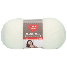 Пряжа для вязания Red Heart Mohair Mix 50гр 270м (10% мохер, 10% шерсть, 80% акрил) (00208 белый), 10 мотков