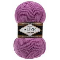 Пряжа для вязания ALIZE Lanagold 100гр 240м (49%шерсть, 51%акрил) (440 тёмно-сухая роза), 5 мотков