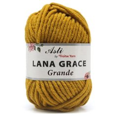 Пряжа для вязания из Троицка Lana Grace Grande 100гр. 65м. (25% мериносовая шерсть, 75% акрил супер софт ) (1268 горчица), 5 мотков Троицкая камвольная фабрика