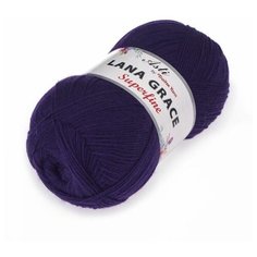 Пряжа для вязания из Троицка Lana Grace Superfine 100гр. 610м. (25% мериносовая шерсть, 75% акрил супер софт) (0266 фиолетовый), 5 мотков Троицкая камвольная фабрика