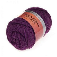 Пряжа для вязания из Троицка Подмосковная Grande 100гр. 130м. (50%шерсть, 50%акрил) (1643 яркая сирень), 5 мотков Троицкая камвольная фабрика