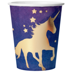 Дон Баллон Набор одноразовых бумажных стаканов Золотой единорог, 250 мл, 6 шт., звездное небо/металлик