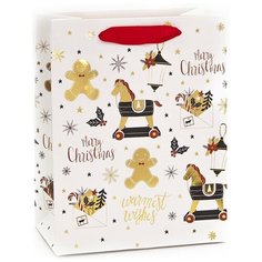 Пакет подарочный, Новогодние игрушки, Белый, Металлик, 32*26*12 см, 1 шт. Дон Баллон