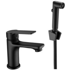 Смеситель для умывальника 35к ESKO SB27H "Singapore black" с гигиенической лейкой, п/гайку черный