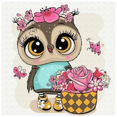 Картина по номерам "Сова с корзиной цветов", 20x20 см Molly